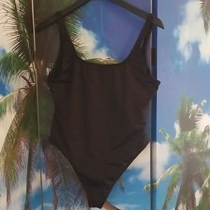 Black ASOS high waisted one piece swimsuit